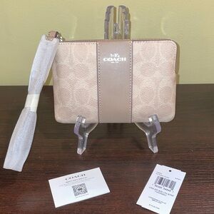 Coach Sand and Taupe Wristlet NWT
